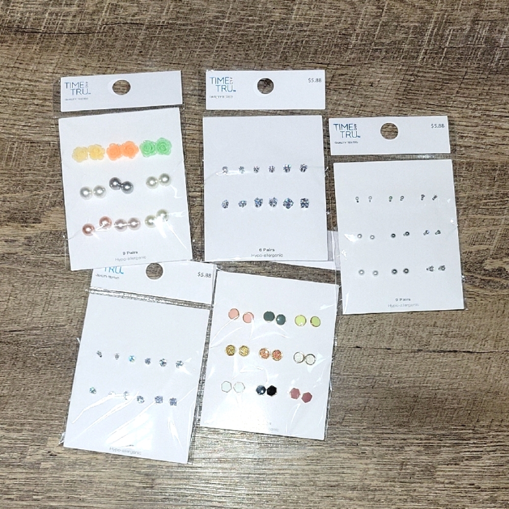 Time and Tru Colorful Earring Collection 5 Unopened Pkgs